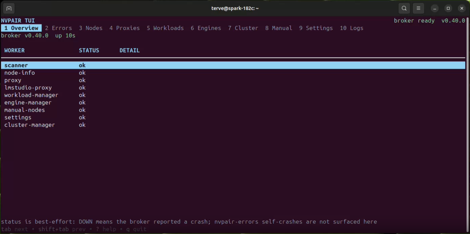 The terminal interface for headless machines, driving the same services as the desktop app.